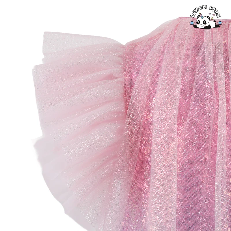 LEZONKIDS - Vestido de Princesa com Lantejoulas para Meninas, Novo Vestido de Sereia, Vestido de Verão para Crianças com Design Personalizado OEM